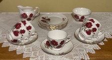 Crown Royal Wild Roses 18 Piece Tea Set 6 Plates 5 Cups & Saucers Milk & Sugar