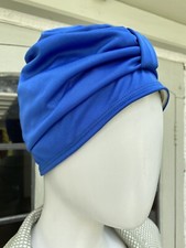 Vintage 1930s Art Deco Blue swimming hat Turban Old Hollywood Mint Condition