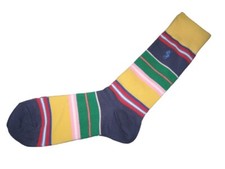 RALPH LAUREN POLO Multi Coloured  Striped Mens Socks  Yellow Blue   Size 7 - 11