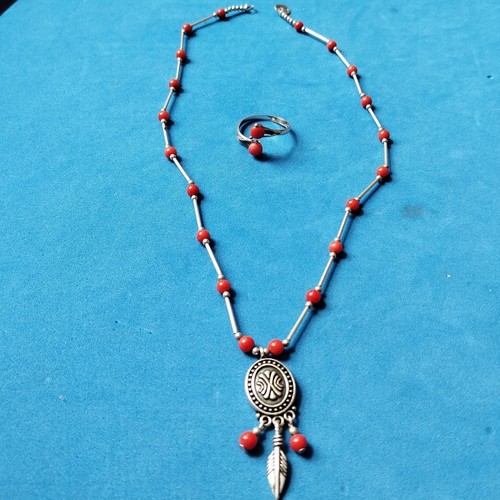 Vintage 925 silver coral - silver,
