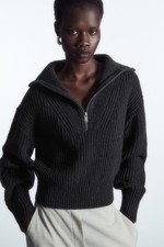 COS half zip Grey funnel neck