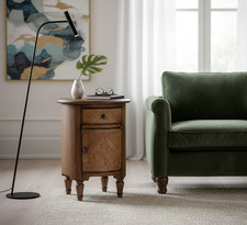 New Drum Side Table Brown Wood