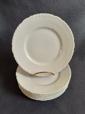 6 Limoges Theodore Haviland China Bread Plates 6.25 " White Beaded Scalloped