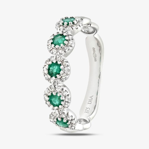 9ct white gold emerald - 9ct, &