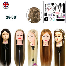 26-30" Training Head Hairdressing Hair Mannequin Manikin Cosmetology Doll Clamp