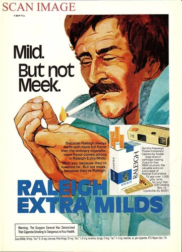 1975 advert raleigh extra mild - raleigh,