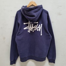 Stussy Basic Logo Navy Pullover Hoodie Size Large