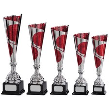 SILVER AND RED LASER CUP QUEST TROPHY AWARD CUP 5 SIZES FREE ENGRAVING