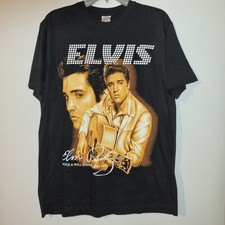 Elvis Presley  Heavy 190 Fan Shirt Vintage Size Medium M Men’s Black Vgc