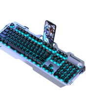 Gaming Keyboard And Mouse Set Volume Rocker LED Light Mechanical Feel Steel Blue