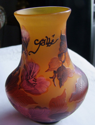 Galle overlay vase etched
