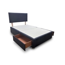 Highgrove ‘Roma’ Small Double Carbon Grey Velvet Divan Base + Headboard 2 Drawer