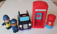 Happyland UK Red Telephone Box With Sounds , Taxi , postbox , 2 police figures