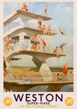 VINTAGE Railway POSTER Weston