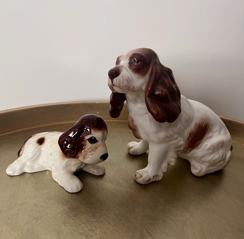 Vintage spaniel dog figurines - spaniel,