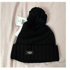 UGG Black Knit Acrylic Pom Pom