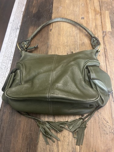 Jigsaw vintage green leather