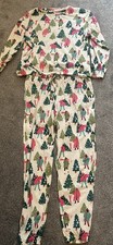 Next Ladies Long Sleeve Ski Pyjamas Set Nightwear Ski Design Lady Skiers Size M 
