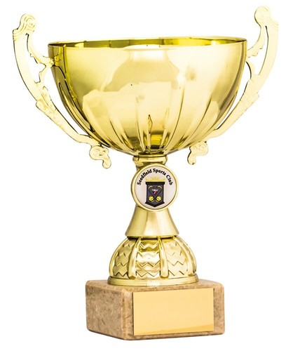 Large gold cups with - cups,