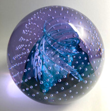 Caithness Paperweight Cauldron Lilac & Blue