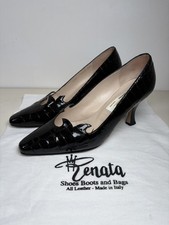 Renata Italian Black Patent Skin uk 6.5 shoes court heels 3” women’s party dress