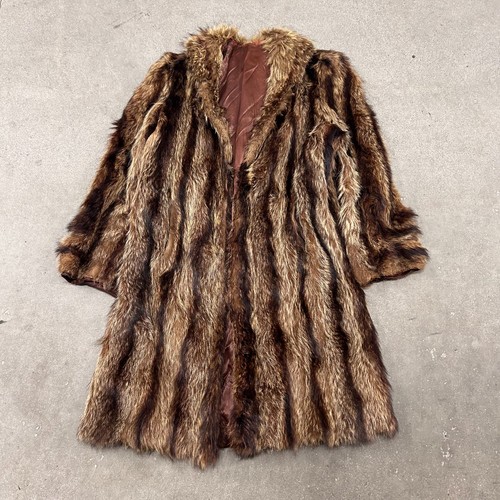 Womens raccoon fur coat brown - womens,