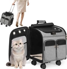 Cat Carrier with Wheels, 3-in-1 Pet Carrier Backpack on Wheels , Grey 