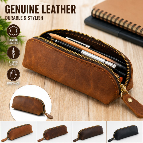 Vintage leather pencil bag - vintage,