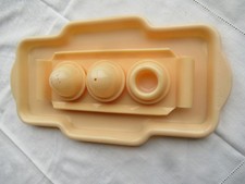 Condiment set and tray pink acrylic retro MCM Synthena Plastics Bradford