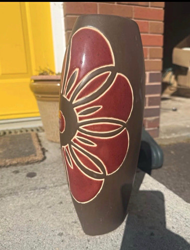 Brown red floral ceramic - floral,