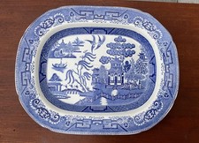VINTAGE LARGE BLUE WILLOW
