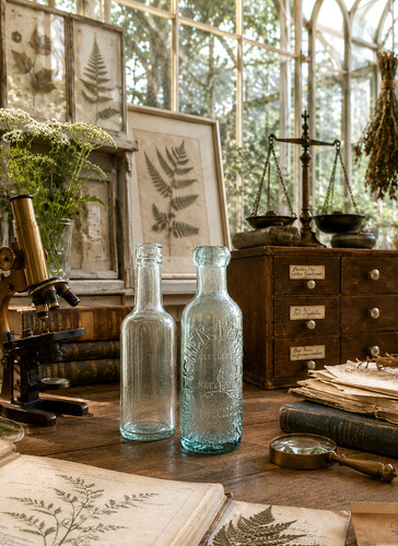 Set antique glass bottles - antique,