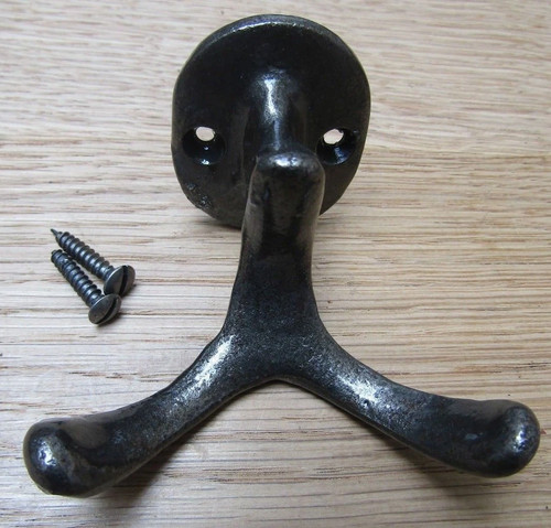 Double coat hanging hook - double, cast