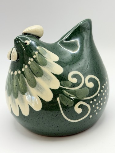 Green glazed ceramic chicken - ceramic,