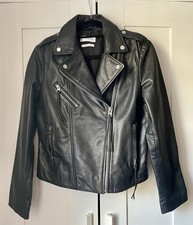 Mango Black Genuine Leather Jacket Size Medium New Without Tags Biker Jacket