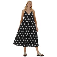 Marks & Spencer Women's Linen Rich Polka Dot V-Neck Slip Dress