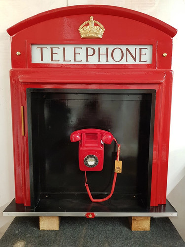 Red telephone box booth - telephone,