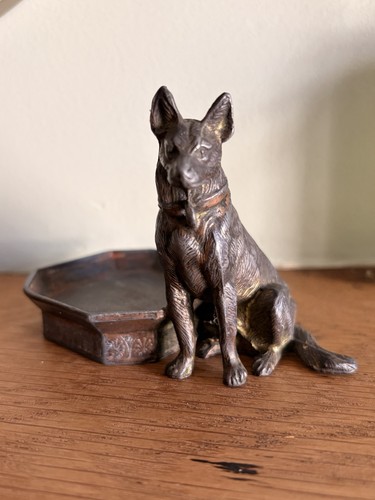 Vintage metal tin alsatian - vintage,