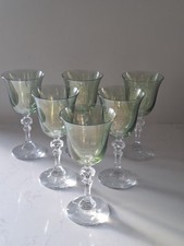 6 Green Wine Glasses
