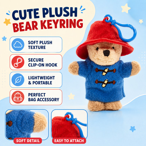 Paddington bear keyring - bear,