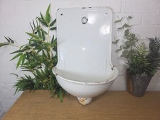 Old Vintage European French Enamel Metal Garden Water Fountain Wall Sink Planter