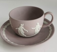 Wedgwood Lilac Jasperware Dancing Hours Cup & Saucer 
