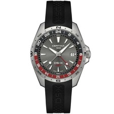 Certina DS-X GMT 41.2mm Grey Dial Rubber Men's Watch C0474521708101