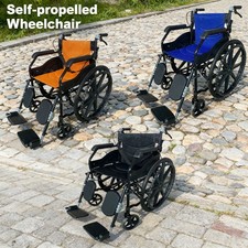 Lightweight Folding Wheelchair Elevating Padded Leg Rest Supports Self Propelled
