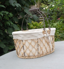 Hessian Onion Potato Basket Fruit Vegetable Storage Farmhouse Style Lined