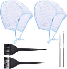Hair Coloring Highlighting Cap 2 Hair Disposable Tipping Frosting Cap Hook Brush
