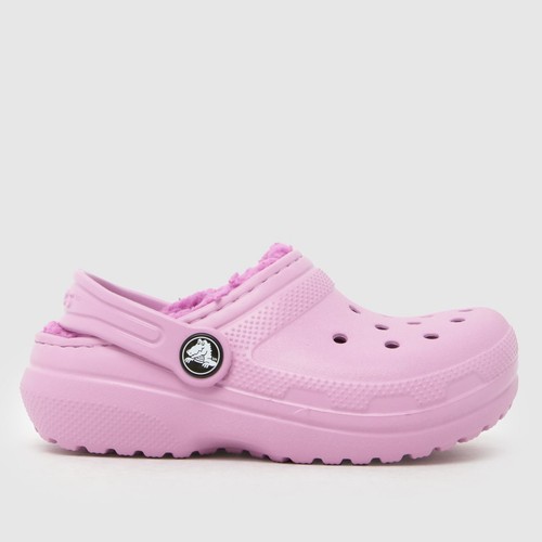 Pink fur lined crocs - pink,