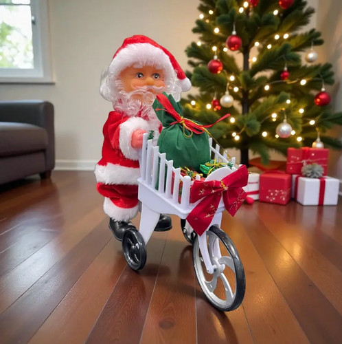 Santa claus pushing gifts - santa, cart