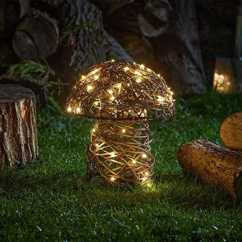 Faux rattan inlit - inlit, mushroom