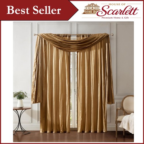 Gold faux silk curtain panel - panel, &